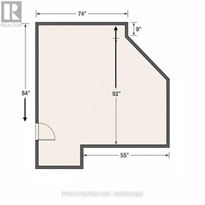 Hamilton (Centremount) apartment for rent - A floor plan for a room with dimensions of 74" by 92" and a 9' ceiling.