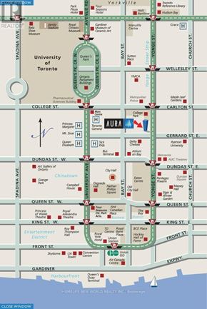 Toronto (Bay Street Corridor) condo for rent - A map of Yorkville in Toronto with streets and landmarks labeled.