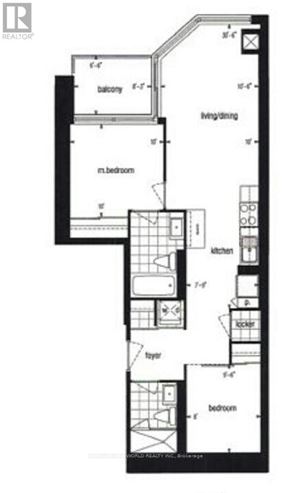 Toronto (Bay Street Corridor) condo for rent - A black and white image of a floor plan for a house.