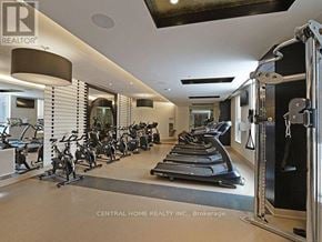 Toronto (High Park-Swansea) condo for rent - A gym with a variety of equipment including treadmills, exercise bikes, and weight machines.