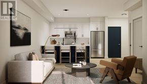 Goderich (Goderich (Town)) condo for rent - A modern living room with a grey sofa, a coffee table, and a dining table set up.