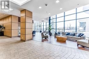 Vaughan (Concord) condo for rent - A spacious waiting area with a large window and comfortable seating.