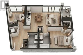 Toronto (Waterfront Communities) condo for rent - A top-down view of a modern apartment layout.