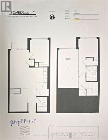 Toronto (Centennial Scarborough) condo for rent - A black and white floor plan for a residence with two bedrooms and two bathrooms.