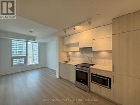 Toronto (Church-Yonge Corridor) condo for rent - A kitchen with wooden cabinets and stainless steel appliances.