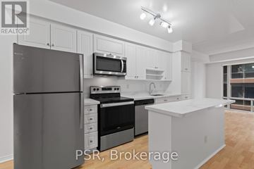 Toronto (Waterfront Communities) condo for rent - A modern kitchen with white cabinets and stainless steel appliances.