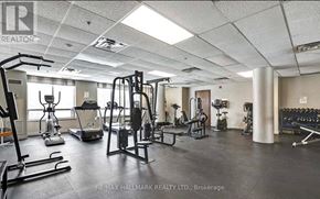 Richmond Hill (Langstaff) condo for rent - A gym with a variety of equipment including treadmills, weights, and exercise machines.