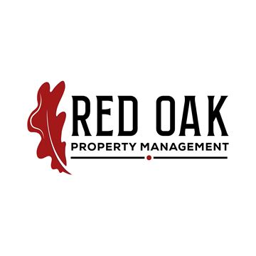 Villa Park apartment for rent - A logo for Red Oak Property Management featuring a stylized tree in red.
