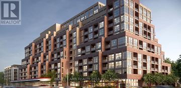 Toronto (Weston-Pellam Park) condo for rent - A modern multi-story building with a brick facade is depicted in the image.