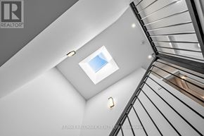 Toronto (Birchcliffe-Cliffside) apartment for rent - A skylight in a white ceiling with a black metal railing.
