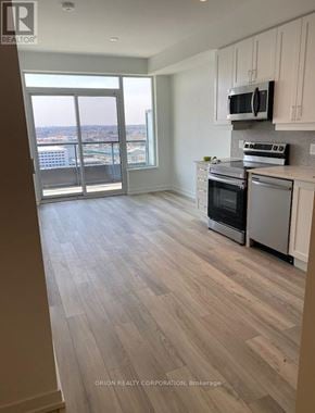 Pickering (Bay Ridges) condo for rent - A kitchen with a view of the city.