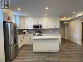 Niagara Falls (Oldfield) apartment for rent - A modern kitchen with white cabinets and stainless steel appliances.