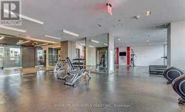 Toronto (Waterfront Communities) condo for rent - A gym with a variety of equipment including treadmills, weights, and exercise machines.