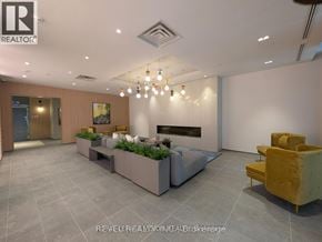 Milton (Cb Cobban) condo for rent - A modern office lobby with a reception desk and seating area.
