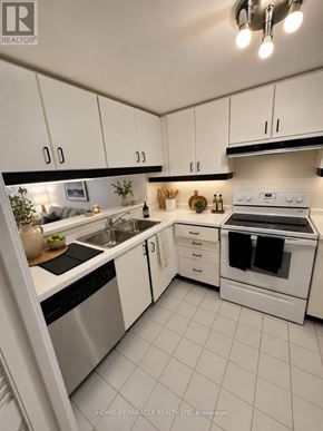 Toronto (Bay Street Corridor) condo for rent - A white kitchen with a sink and stove.