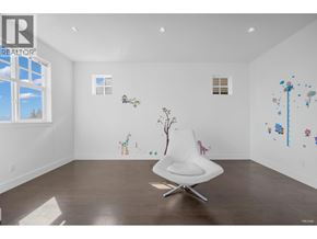 Coquitlam apartment for rent - A white chair is in the middle of a room with a white wall and a window.