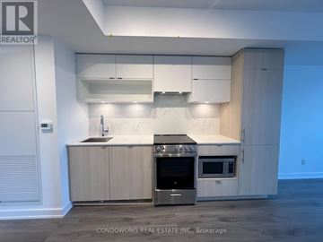 Toronto (Church-Yonge Corridor) condo for rent - A modern kitchen with wooden cabinets and stainless steel appliances.