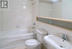 Toronto (Church-Yonge Corridor) condo for rent - A white bathroom with a toilet, tub, and sink.