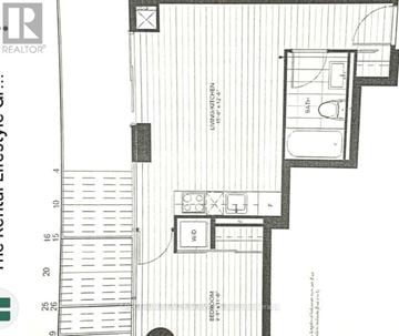 Toronto (Bay Street Corridor) condo for rent - A floor plan of a residential building with a living room, kitchen, and bedrooms.
