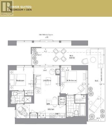 Toronto (Bay Street Corridor) condo for rent - A floor plan for a 2 bedroom, 2 den power suites is displayed.