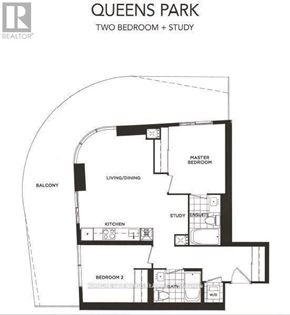 Toronto (Bay Street Corridor) condo for rent - A floor plan for a two bedroom plus study apartment in Queens Park.