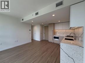 Burnaby apartment for rent - A modern kitchen with wooden floors and a marble countertop.