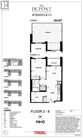 Toronto (Dovercourt-Wallace Emerson-Junction) condo for rent - A floor plan for the DuPont Schedule C1.