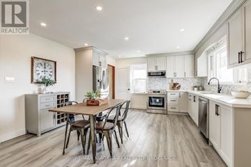 Niagara Falls (Dorchester) apartment for rent - A modern kitchen with a dining table and chairs.