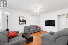 Hamilton (Ainslie Wood) apartment for rent - A living room with a grey couch, a red pillow, and a black television.