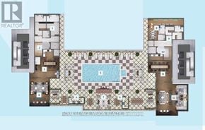 Toronto (Humber Heights) condo for rent - A floor plan of an apartment complex with a pool in the middle.