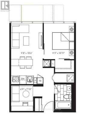 Toronto (Church-Yonge Corridor) condo for rent - A floor plan of a house with dimensions and room labels.