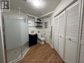 Hamilton (Sunninghill) apartment for rent - A bathroom with a walk in shower, toilet and sink.