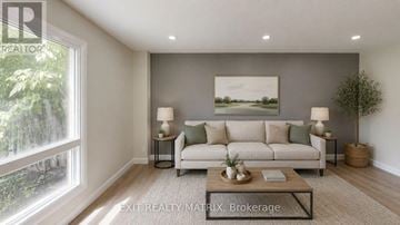 Ottawa townhouse for rent - A well-lit living room with a large window and a painting on the wall.