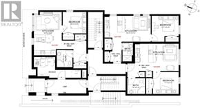 Ottawa multi-family for rent - A floor plan of a building with multiple bedrooms and bathrooms.