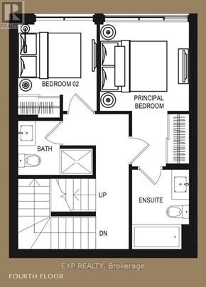 Toronto (Parkwoods-Donalda) townhouse for rent - A floor plan of an apartment with a principal bedroom, an en suite, and a bathroom.