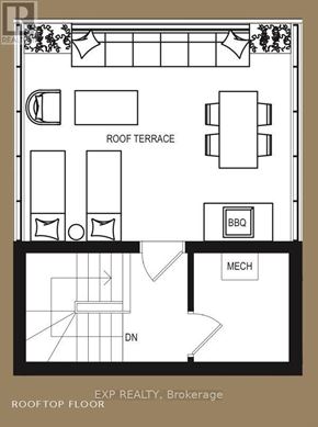 Toronto (Parkwoods-Donalda) townhouse for rent - A drawing of a floor plan for a rooftop floor.