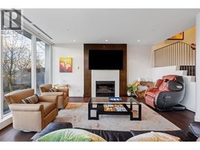 Vancouver townhouse for rent - A living room with a fireplace and a flat screen TV.