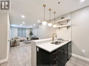 Windsor condo for rent - A modern kitchen with a sink, cabinets, and a countertop.