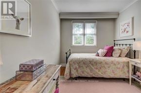 Toronto (The Beaches) apartment for rent - A bedroom with a bed, nightstand, and a window with blinds.