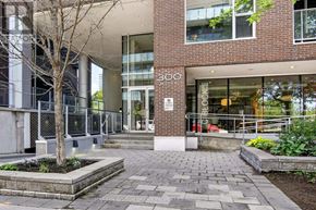 Ottawa condo for rent - The image shows a modern building entrance with a glass door and a tree in a planter box.