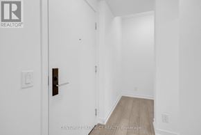 Toronto (South Parkdale) condo for rent - A hallway with a door on the left and a light switch on the wall.