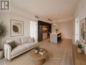 Vaughan (Vaughan Corporate Centre) condo for rent - A living room with a white couch and a coffee table.