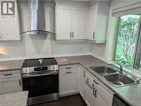 Kitchener apartment for rent - A kitchen with white cabinets and a stainless steel oven.