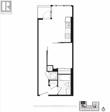 Toronto (South Parkdale) condo for rent - A black and white floor plan of a building with a REALTOR logo in the upper left corner.