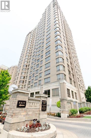 Toronto (Willowdale West) condo for rent - A tall building with a sign that says Exit 5415.