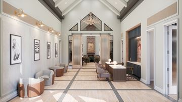 Charleston apartment for rent - A modern living room with a large sofa set and a coffee table.