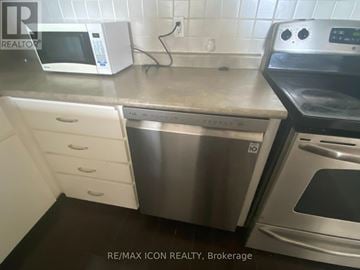London East (East F) condo for rent - A kitchen with a dishwasher and oven.