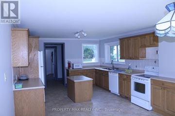 Whitchurch-Stouffville apartment for rent - A kitchen with wooden cabinets and white appliances.