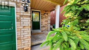 Brampton (Fletcher's Meadow) apartment for rent - A green door with a glass window is on a brick wall.