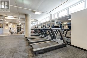 Toronto (St. Andrew-Windfields) townhouse for rent - A gym with treadmills and a row of exercise bikes.
